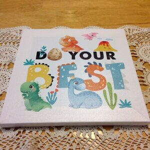 Canvas Print for child's room, cute dinosaurs with a message